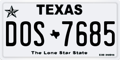 TX license plate DOS7685