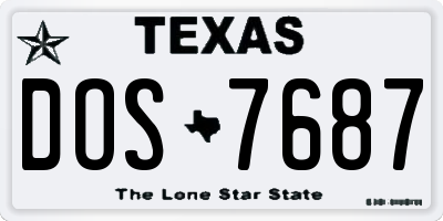 TX license plate DOS7687