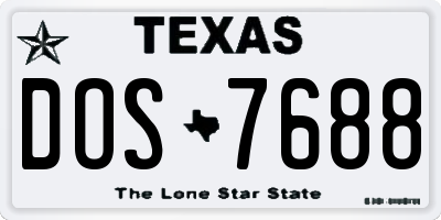 TX license plate DOS7688
