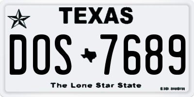 TX license plate DOS7689