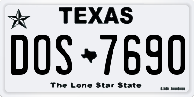 TX license plate DOS7690