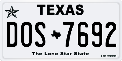 TX license plate DOS7692