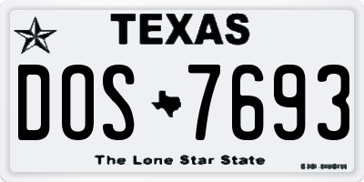 TX license plate DOS7693