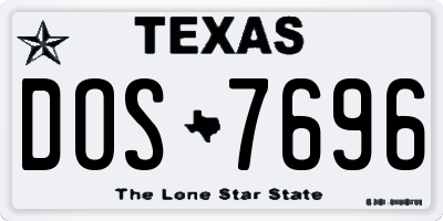 TX license plate DOS7696