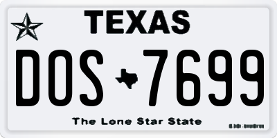 TX license plate DOS7699