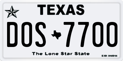 TX license plate DOS7700
