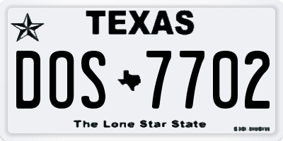 TX license plate DOS7702