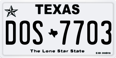 TX license plate DOS7703