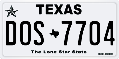 TX license plate DOS7704