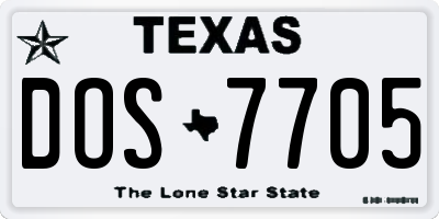 TX license plate DOS7705