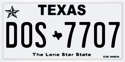 TX license plate DOS7707
