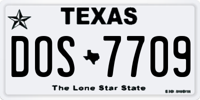 TX license plate DOS7709