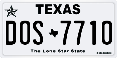 TX license plate DOS7710