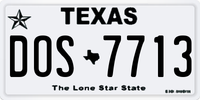 TX license plate DOS7713