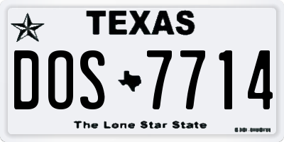 TX license plate DOS7714