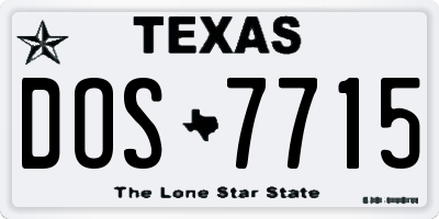 TX license plate DOS7715