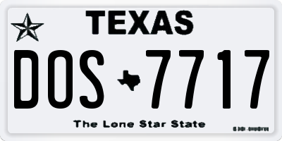 TX license plate DOS7717