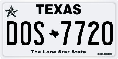 TX license plate DOS7720