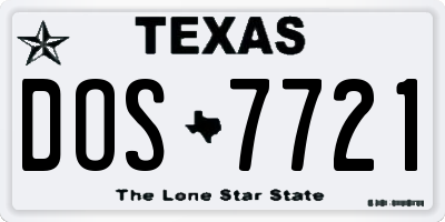 TX license plate DOS7721