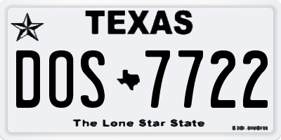 TX license plate DOS7722