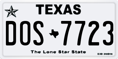 TX license plate DOS7723