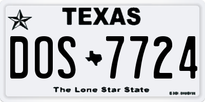 TX license plate DOS7724