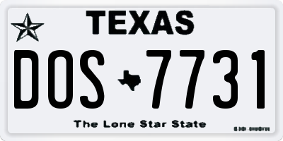 TX license plate DOS7731