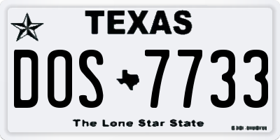 TX license plate DOS7733