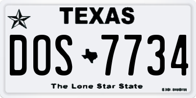 TX license plate DOS7734