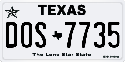 TX license plate DOS7735