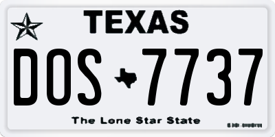 TX license plate DOS7737