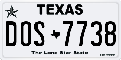 TX license plate DOS7738