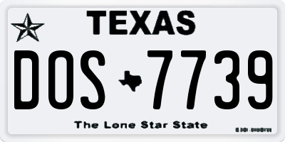 TX license plate DOS7739