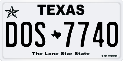 TX license plate DOS7740