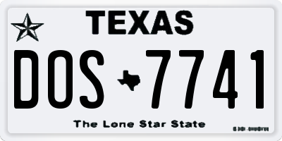 TX license plate DOS7741