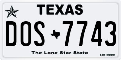 TX license plate DOS7743