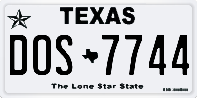 TX license plate DOS7744