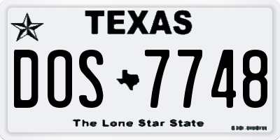 TX license plate DOS7748