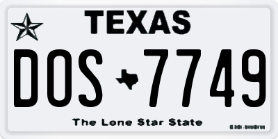 TX license plate DOS7749