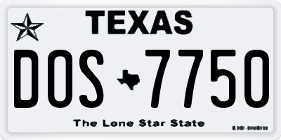 TX license plate DOS7750