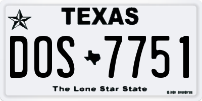 TX license plate DOS7751