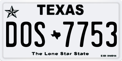 TX license plate DOS7753