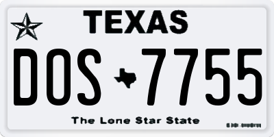 TX license plate DOS7755