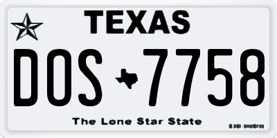 TX license plate DOS7758