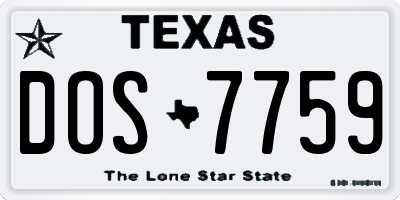 TX license plate DOS7759