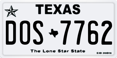 TX license plate DOS7762