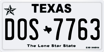 TX license plate DOS7763