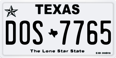 TX license plate DOS7765