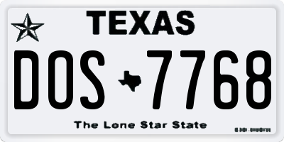 TX license plate DOS7768