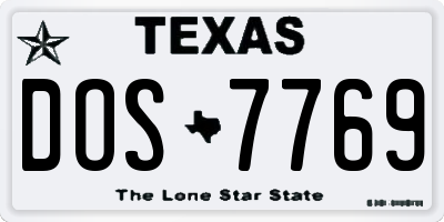 TX license plate DOS7769